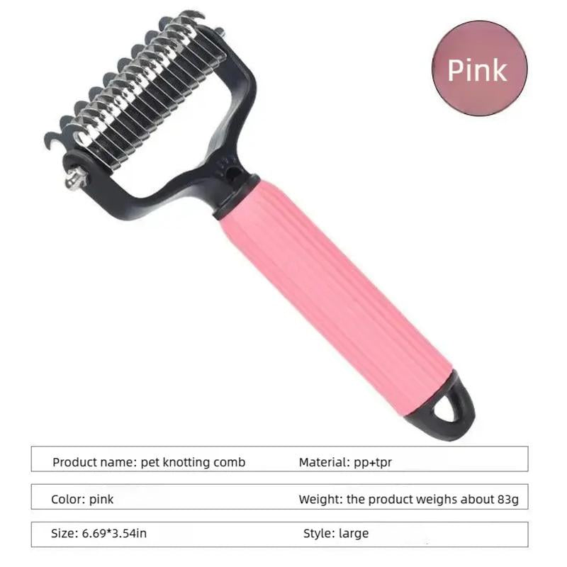 MomoNook Pet Grooming Tool, Universal Detangling Comb for Dogs, Stainless Steel Double-Sided Design, Effective Shedding Removal & Matted Hair Tamer, Practical Daily Dog Coat Maintenance Supplies.