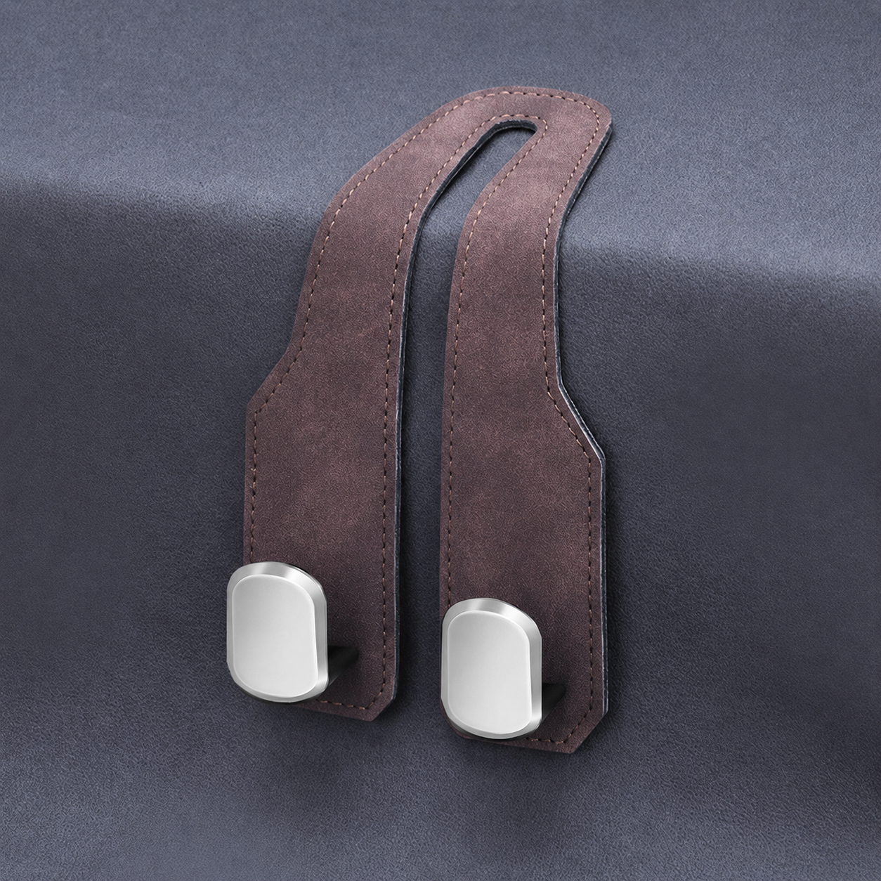 MomoNook Car Seat Headrest Hook, Improved Car Seat Back Double Hooks for Kids' Toys Hats Masks Sunglasses, Soft Gentle Faux Leather