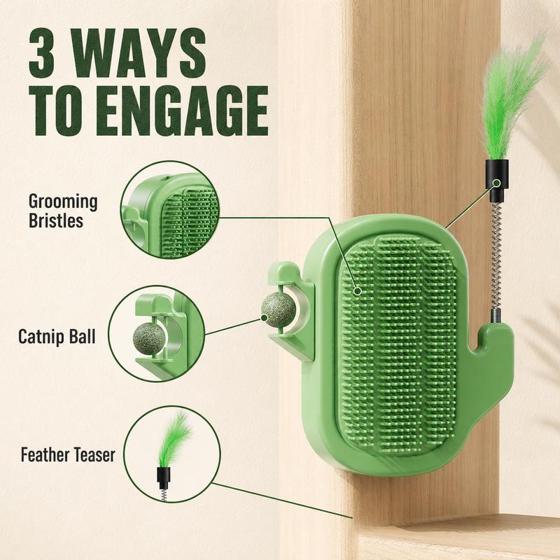 (🎃𝐇𝐚𝐥𝐥𝐨𝐰𝐞𝐞𝐧 𝐌𝐞𝐠𝐚 𝐒𝐚𝐥𝐞)3-in-1 Soft Plastic Cat Corner Groomer with Catnip - Grooming Supplies, Itchy Face Scratcher, Trimming Tool, Hair Removal Massage Comb, Table Leg/Cabinet-Mountable Universal Fit, Chin & Cheek Targeting, Stress Relief