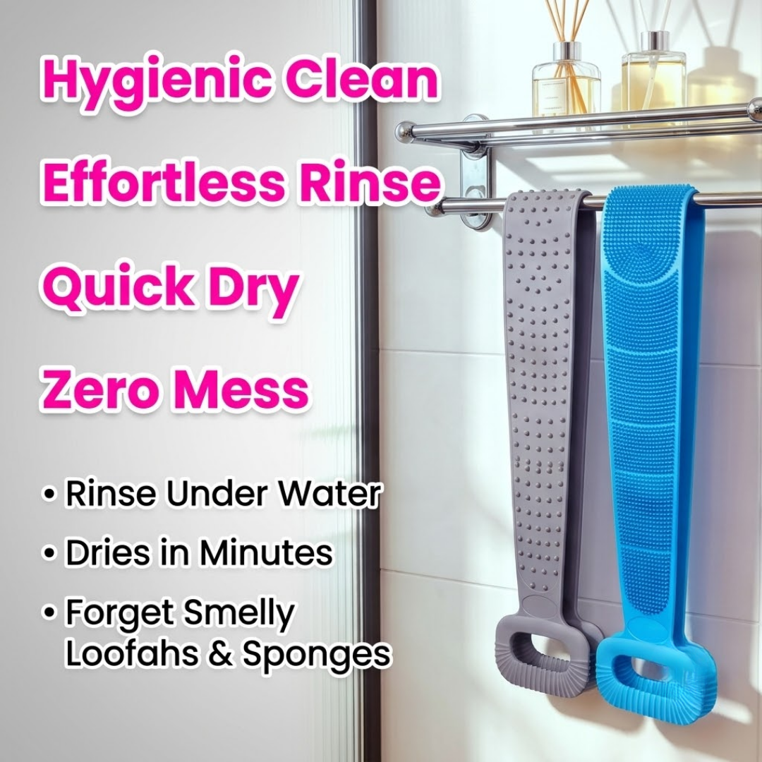 Ergonomic Silicone Back Scrubber | Dual-Sided Exfoliating Bath Brush & Deep-Tissue Massager for Pain-Free Reaching