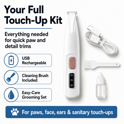 Rechargeable Pet Hair Triammer Kit, Pet Paw Trimmer, Cordless Quiet Dog Trimmer for Grooming with LED Light, Small Dog Grooming Clippers for Dogs & Cats, Pet Grooming Tool,Waterproof, low noise pet shaver