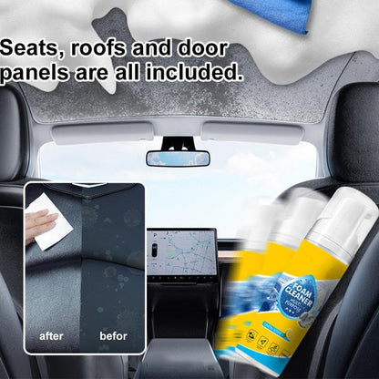 Powerful & Multipurpose Car Interior Foam Cleaner,All-Purpose Rinse-Free Foam CleanerSpray,Effective CarInterior CleanerLeather Car Seat Cleaner,forCleaning The inteerior of All Types of Vehicles