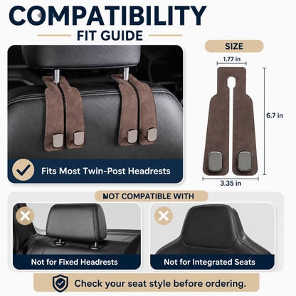 4 Counts Car Seat Headrest Hook, Improved Car Seat Back Double Hooks for Kids' Toys Hats Masks Sunglasses, Soft Gentle Faux Leather tiktok