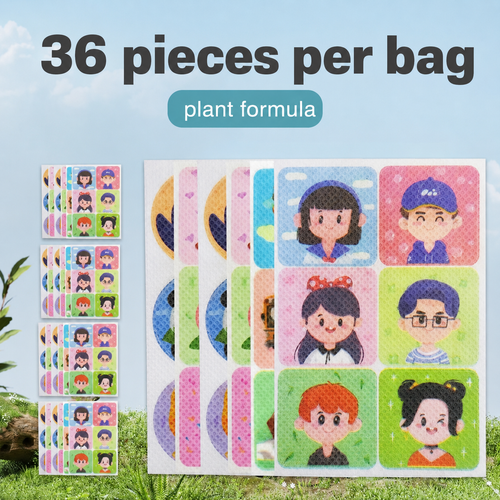 36 pieces per bag repellent sticker, cute animal design, sticks to clothes, backpacks, chairs, preserves effectiveness when sealed