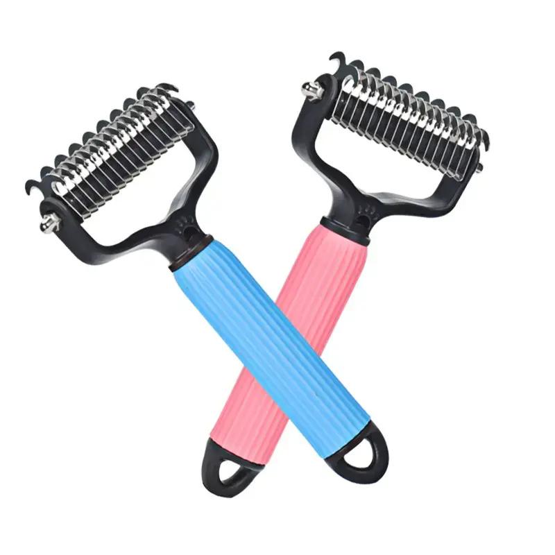 MomoNook Pet Grooming Tool, Universal Detangling Comb for Dogs, Stainless Steel Double-Sided Design, Effective Shedding Removal & Matted Hair Tamer, Practical Daily Dog Coat Maintenance Supplies.