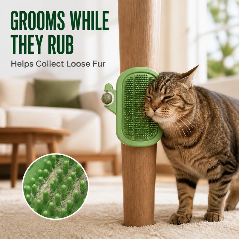 (🎃𝐇𝐚𝐥𝐥𝐨𝐰𝐞𝐞𝐧 𝐌𝐞𝐠𝐚 𝐒𝐚𝐥𝐞)3-in-1 Soft Plastic Cat Corner Groomer with Catnip - Grooming Supplies, Itchy Face Scratcher, Trimming Tool, Hair Removal Massage Comb, Table Leg/Cabinet-Mountable Universal Fit, Chin & Cheek Targeting, Stress Relief