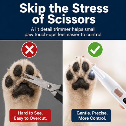 Rechargeable Pet Hair Triammer Kit, Pet Paw Trimmer, Cordless Quiet Dog Trimmer for Grooming with LED Light, Small Dog Grooming Clippers for Dogs & Cats, Pet Grooming Tool,Waterproof, low noise pet shaver