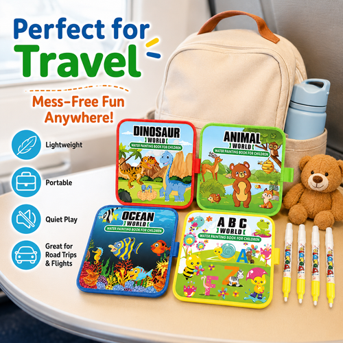 MomoNook Magic Water Painting Book with Pen – Reusable Coloring Book for Kids Age 3-6, No Mess, Educational Drawing Pad for Toddlers, Best Birthday Gift, Viral Toy on TikTok, Montessori Learning Toy early education Watercolor Workbooks