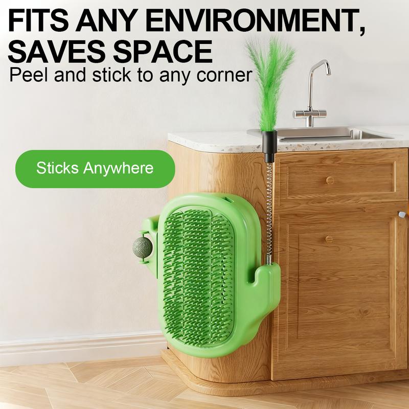 (🎃𝐇𝐚𝐥𝐥𝐨𝐰𝐞𝐞𝐧 𝐌𝐞𝐠𝐚 𝐒𝐚𝐥𝐞)3-in-1 Soft Plastic Cat Corner Groomer with Catnip - Grooming Supplies, Itchy Face Scratcher, Trimming Tool, Hair Removal Massage Comb, Table Leg/Cabinet-Mountable Universal Fit, Chin & Cheek Targeting, Stress Relief