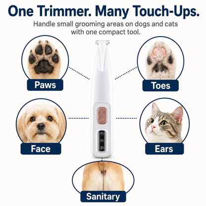 Rechargeable Pet Hair Triammer Kit, Pet Paw Trimmer, Cordless Quiet Dog Trimmer for Grooming with LED Light, Small Dog Grooming Clippers for Dogs & Cats, Pet Grooming Tool,Waterproof, low noise pet shaver