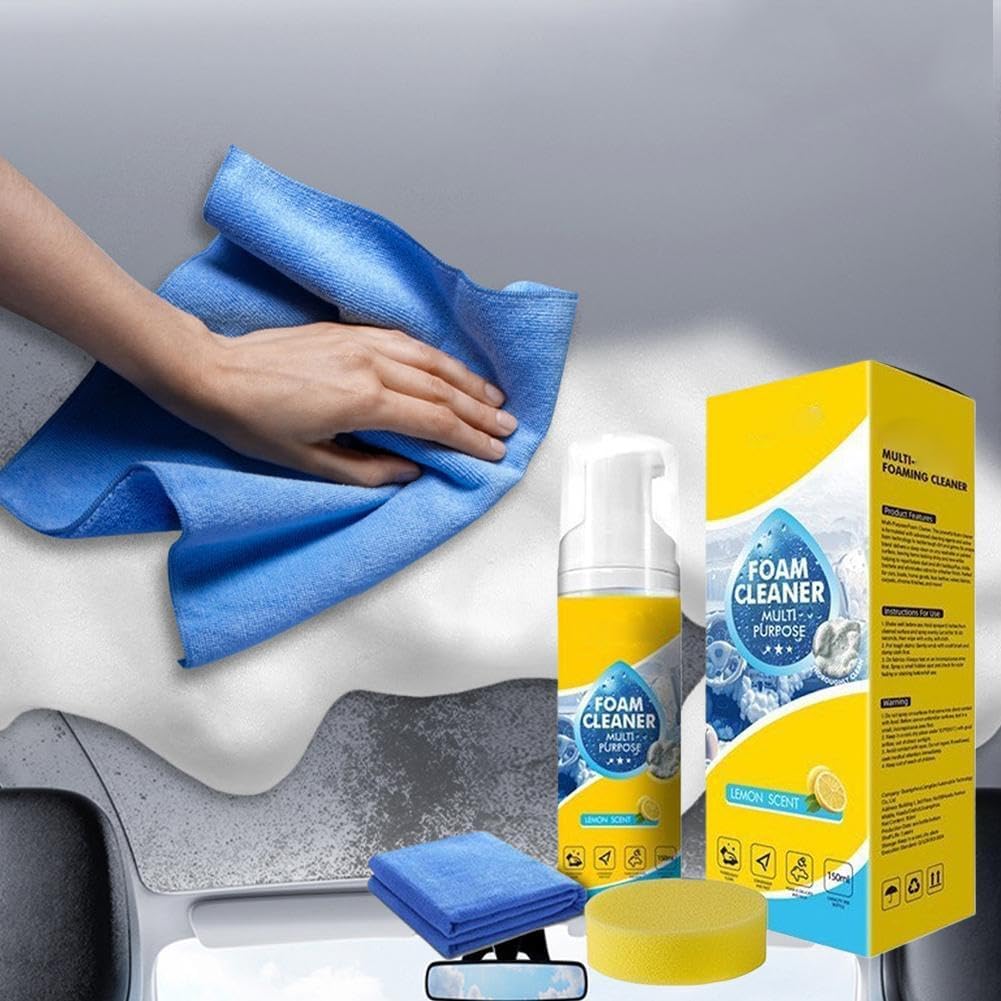 Powerful & Multipurpose Car Interior Foam Cleaner,All-Purpose Rinse-Free Foam CleanerSpray,Effective CarInterior CleanerLeather Car Seat Cleaner,forCleaning The inteerior of All Types of Vehicles