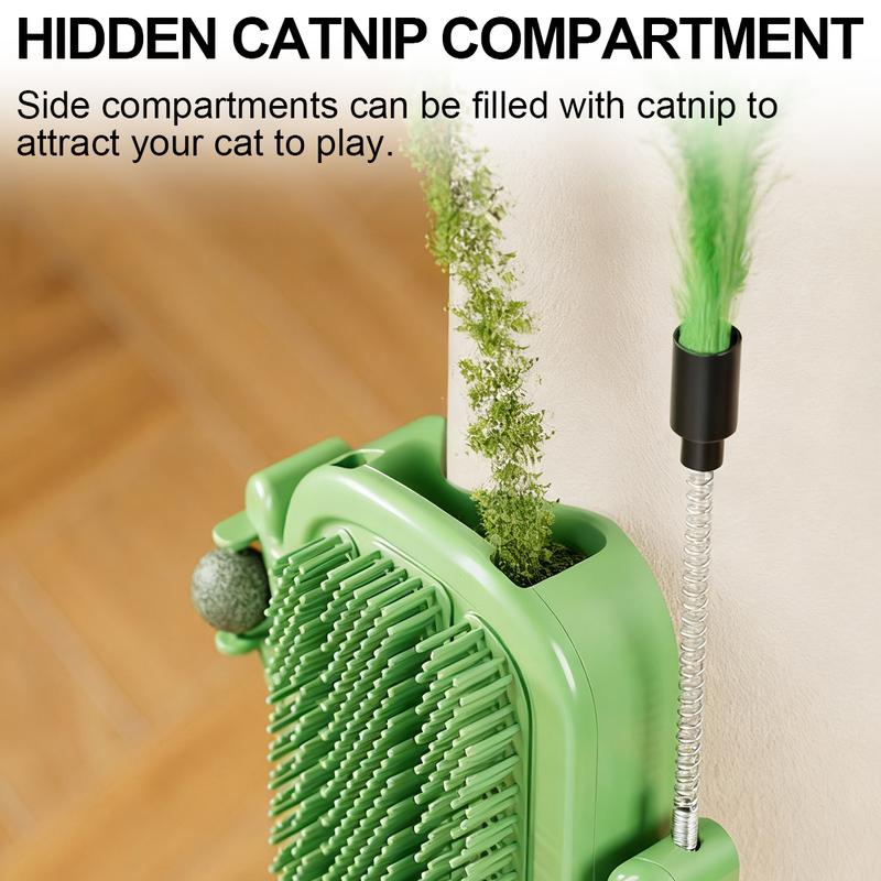 (🎃𝐇𝐚𝐥𝐥𝐨𝐰𝐞𝐞𝐧 𝐌𝐞𝐠𝐚 𝐒𝐚𝐥𝐞)3-in-1 Soft Plastic Cat Corner Groomer with Catnip - Grooming Supplies, Itchy Face Scratcher, Trimming Tool, Hair Removal Massage Comb, Table Leg/Cabinet-Mountable Universal Fit, Chin & Cheek Targeting, Stress Relief