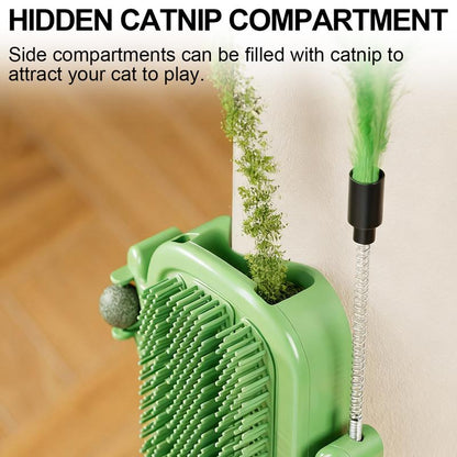 (🎃𝐇𝐚𝐥𝐥𝐨𝐰𝐞𝐞𝐧 𝐌𝐞𝐠𝐚 𝐒𝐚𝐥𝐞)3-in-1 Soft Plastic Cat Corner Groomer with Catnip - Grooming Supplies, Itchy Face Scratcher, Trimming Tool, Hair Removal Massage Comb, Table Leg/Cabinet-Mountable Universal Fit, Chin & Cheek Targeting, Stress Relief