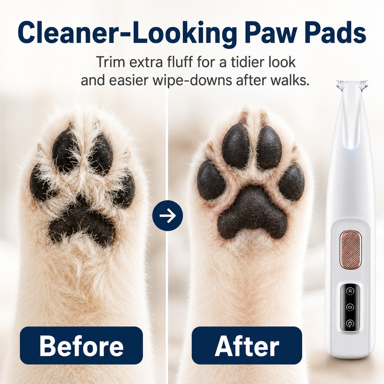 Rechargeable Pet Hair Triammer Kit, Pet Paw Trimmer, Cordless Quiet Dog Trimmer for Grooming with LED Light, Small Dog Grooming Clippers for Dogs & Cats, Pet Grooming Tool,Waterproof, low noise pet shaver