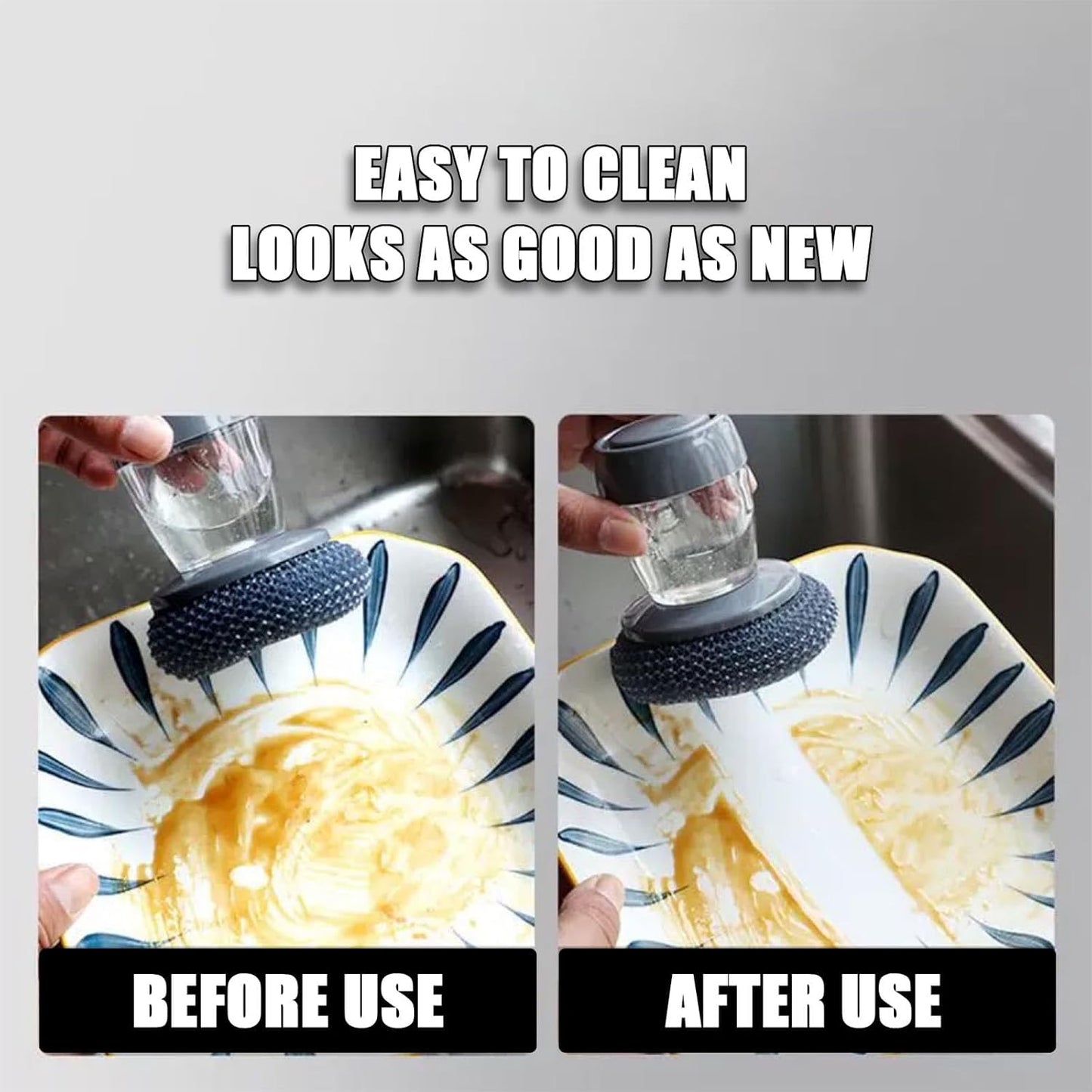 MomoNook Automatic Liquid Filling Comfort Handle Soap Dispense Palm Brush for Kitchen Sink Pot Bowl Cleaning