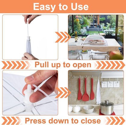 Foldable Food Cover, Mesh Food Cover, Portable Food Shelter, Picnic Supplies, Ideal for Outdoor Picnics, Bbqs & Parties, Containers, Household Items, for Salad, White, Kitchen, Utensils, Lightweight，Fruit Hygiene Barbecue