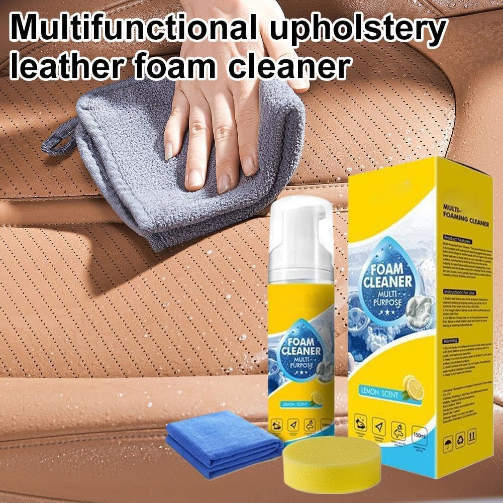 Powerful & Multipurpose Car Interior Foam Cleaner,All-Purpose Rinse-Free Foam CleanerSpray,Effective CarInterior CleanerLeather Car Seat Cleaner,forCleaning The inteerior of All Types of Vehicles