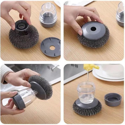 MomoNook Automatic Liquid Filling Comfort Handle Soap Dispense Palm Brush for Kitchen Sink Pot Bowl Cleaning