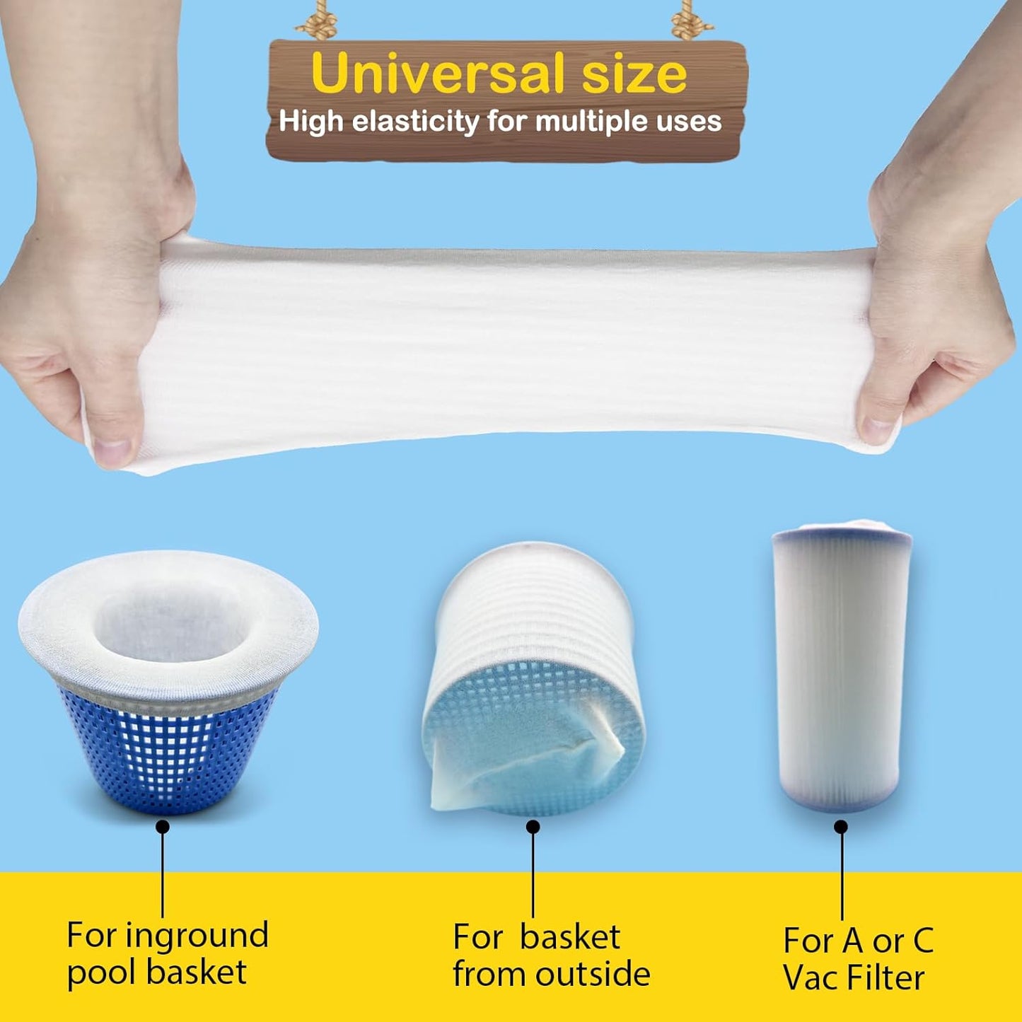 Pool Skimmer Filter Socks for Inground Pool Or Above Ground Pool Filter, Ultra Fine Mesh Screen Liner Skimmer Basket Sock Scum Sock Saver, Debris Leaves Catcher