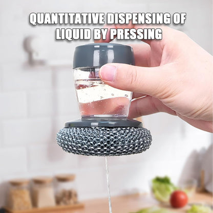 MomoNook Automatic Liquid Filling Comfort Handle Soap Dispense Palm Brush for Kitchen Sink Pot Bowl Cleaning