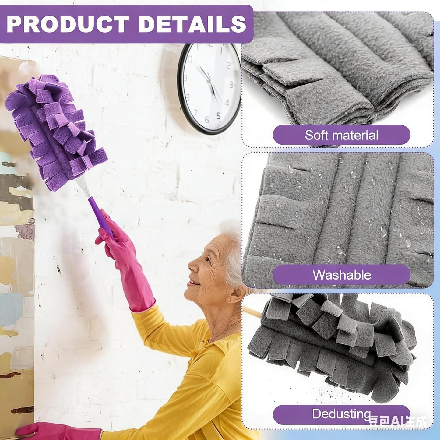 Duster Refills for Swiffer Electrostatic Dust Removal Brush Refills Multisurface 360° Larger Size Dusters with 4X Microfibers Unscented Disposable Dusters Machine Washable Reusable Environmentally Friendly Choice