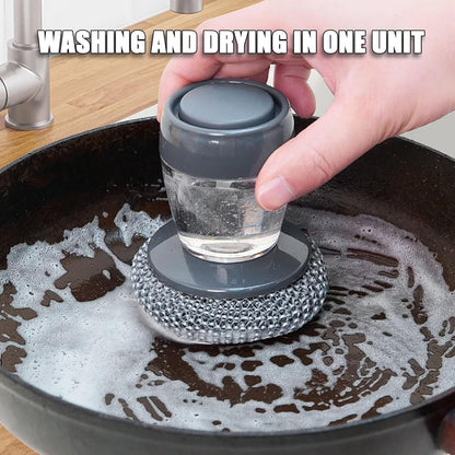 MomoNook Automatic Liquid Filling Comfort Handle Soap Dispense Palm Brush for Kitchen Sink Pot Bowl Cleaning
