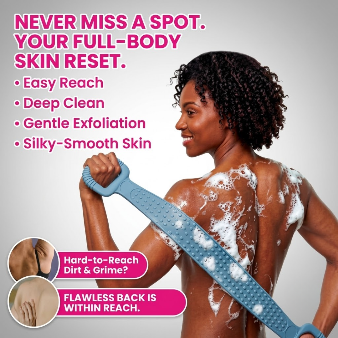Ergonomic Silicone Back Scrubber | Dual-Sided Exfoliating Bath Brush & Deep-Tissue Massager for Pain-Free Reaching