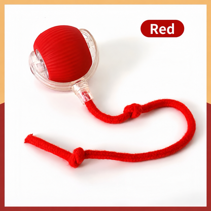 MomoNook Smart Interactive Automatic Electric Rolling Moving Rechargeable Motion Activated Self Play Electronic Stimulation Chase Teaser Ball Toy with Rope for Indoor Bored Adult Cat and Dog