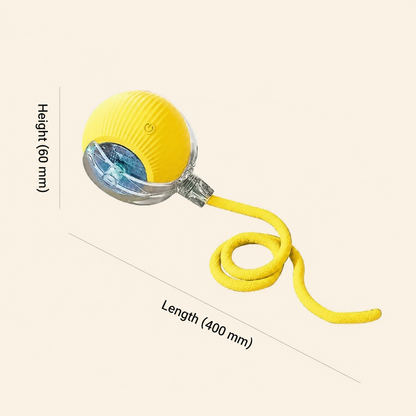 MomoNook Smart Interactive Automatic Electric Rolling Moving Rechargeable Motion Activated Self Play Electronic Stimulation Chase Teaser Ball Toy with Rope for Indoor Bored Adult Cat and Dog