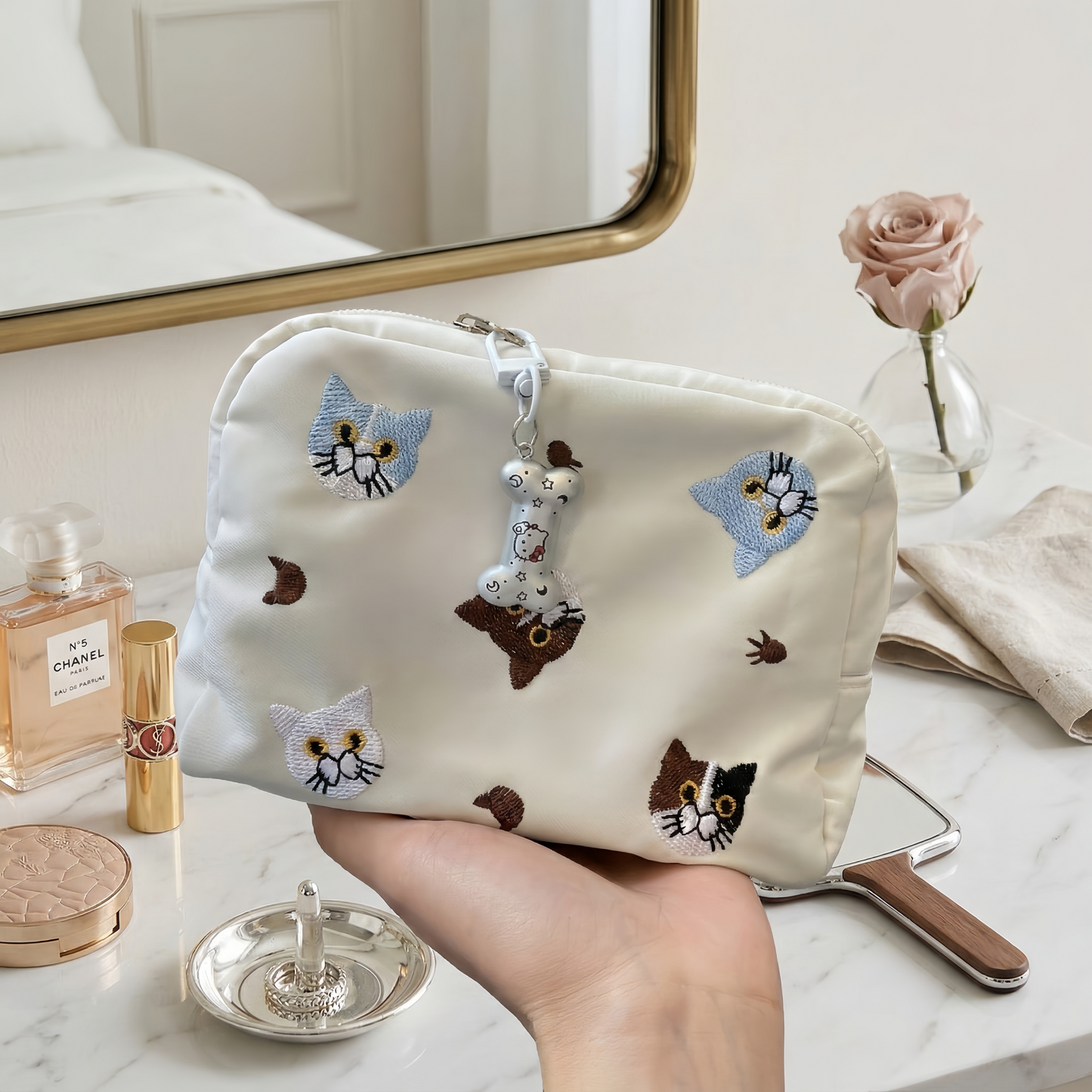 Cat Embroidery Storage Bag