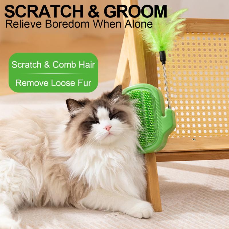 (🎃𝐇𝐚𝐥𝐥𝐨𝐰𝐞𝐞𝐧 𝐌𝐞𝐠𝐚 𝐒𝐚𝐥𝐞)3-in-1 Soft Plastic Cat Corner Groomer with Catnip - Grooming Supplies, Itchy Face Scratcher, Trimming Tool, Hair Removal Massage Comb, Table Leg/Cabinet-Mountable Universal Fit, Chin & Cheek Targeting, Stress Relief
