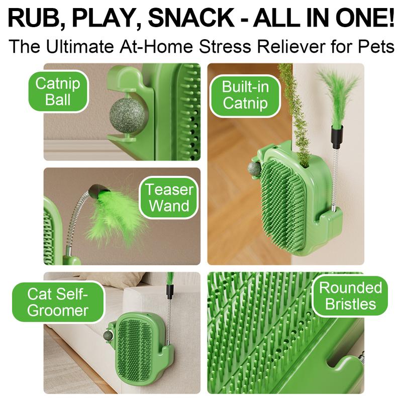 (🎃𝐇𝐚𝐥𝐥𝐨𝐰𝐞𝐞𝐧 𝐌𝐞𝐠𝐚 𝐒𝐚𝐥𝐞)3-in-1 Soft Plastic Cat Corner Groomer with Catnip - Grooming Supplies, Itchy Face Scratcher, Trimming Tool, Hair Removal Massage Comb, Table Leg/Cabinet-Mountable Universal Fit, Chin & Cheek Targeting, Stress Relief