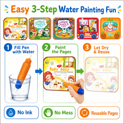 MomoNook Magic Water Painting Book with Pen – Reusable Coloring Book for Kids Age 3-6, No Mess, Educational Drawing Pad for Toddlers, Best Birthday Gift, Viral Toy on TikTok, Montessori Learning Toy early education Watercolor Workbooks